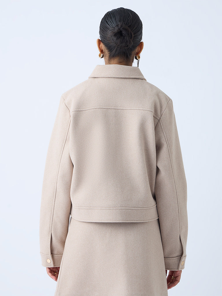 Wardrobe Beige Faux Suede Jacket