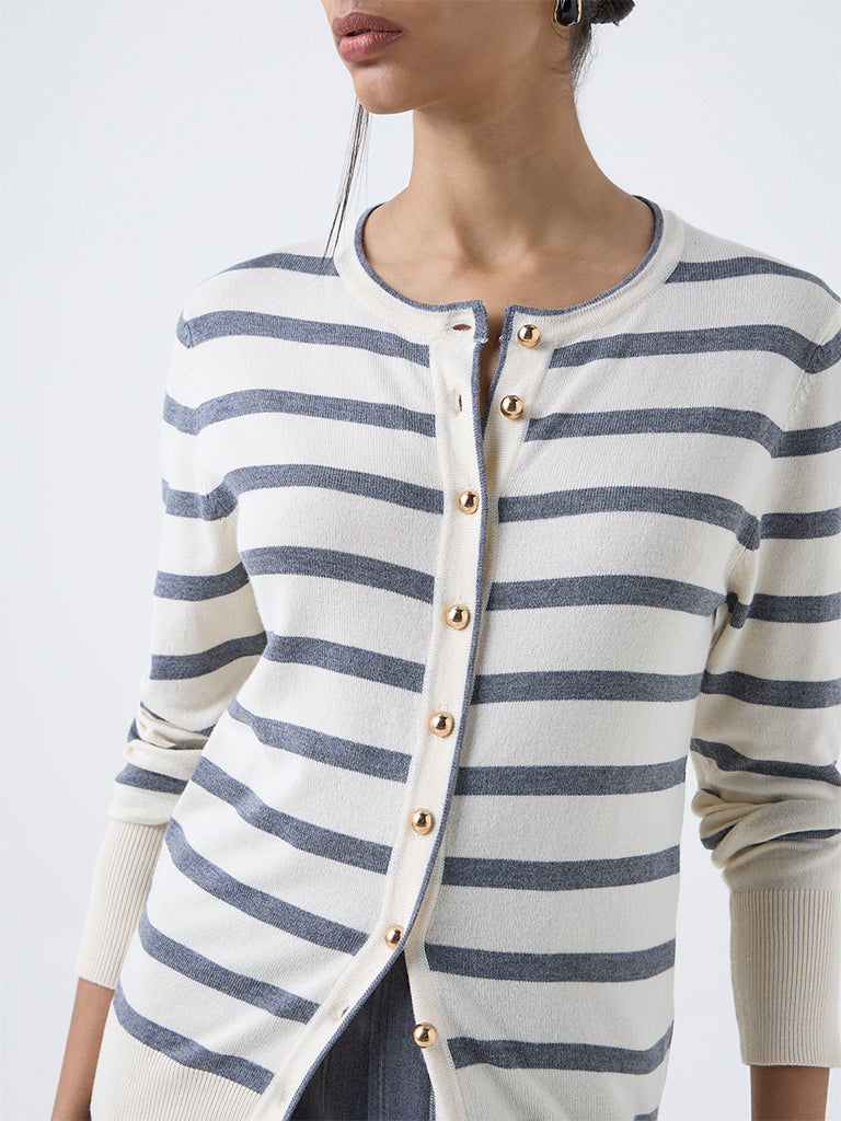 Wardrobe Cream Striped Cardigan