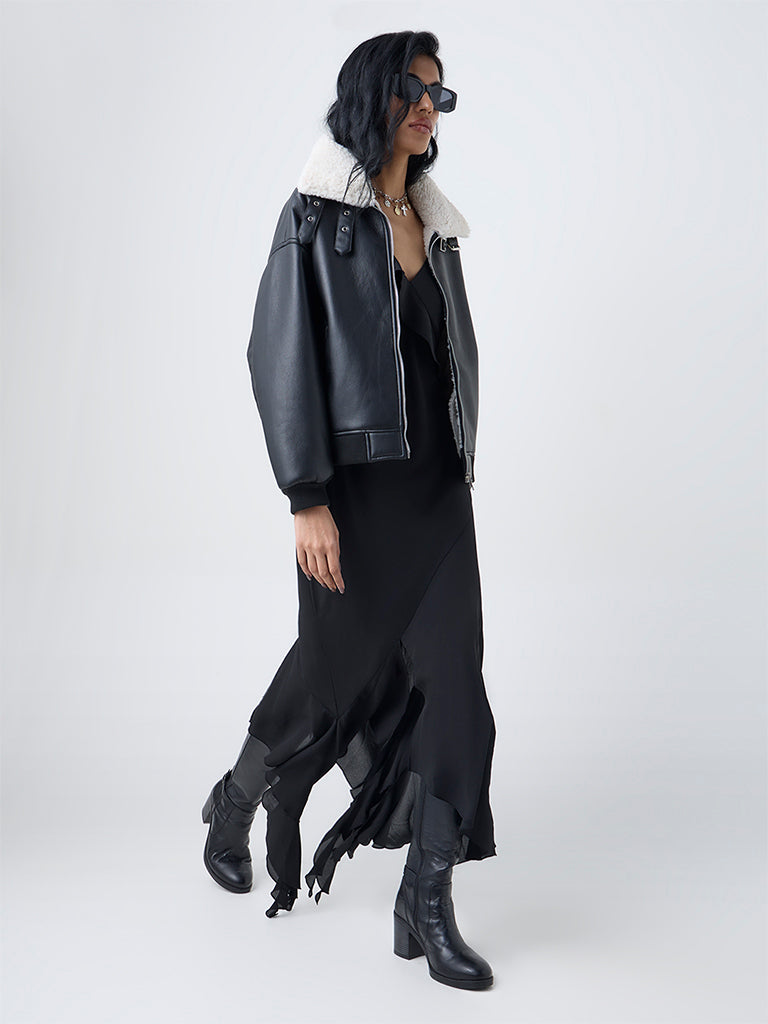 Nuon Black Faux-Leather Jacket