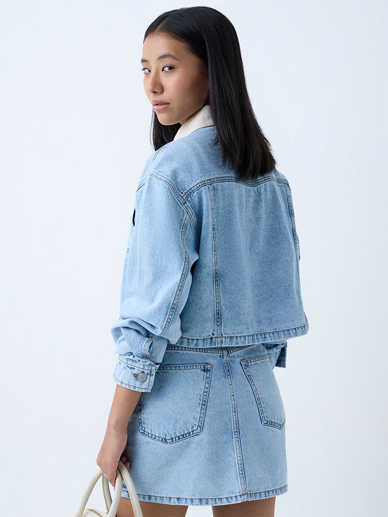Nuon Blue Stud-Detailed Denim Jacket