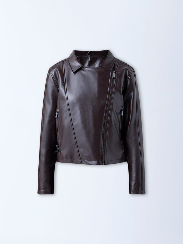 LOV Dark Brown Faux Leather Jacket