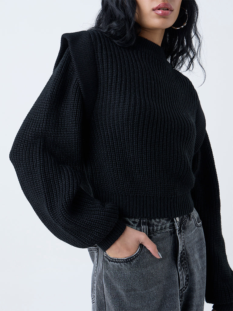 Nuon Black Solid Sweater