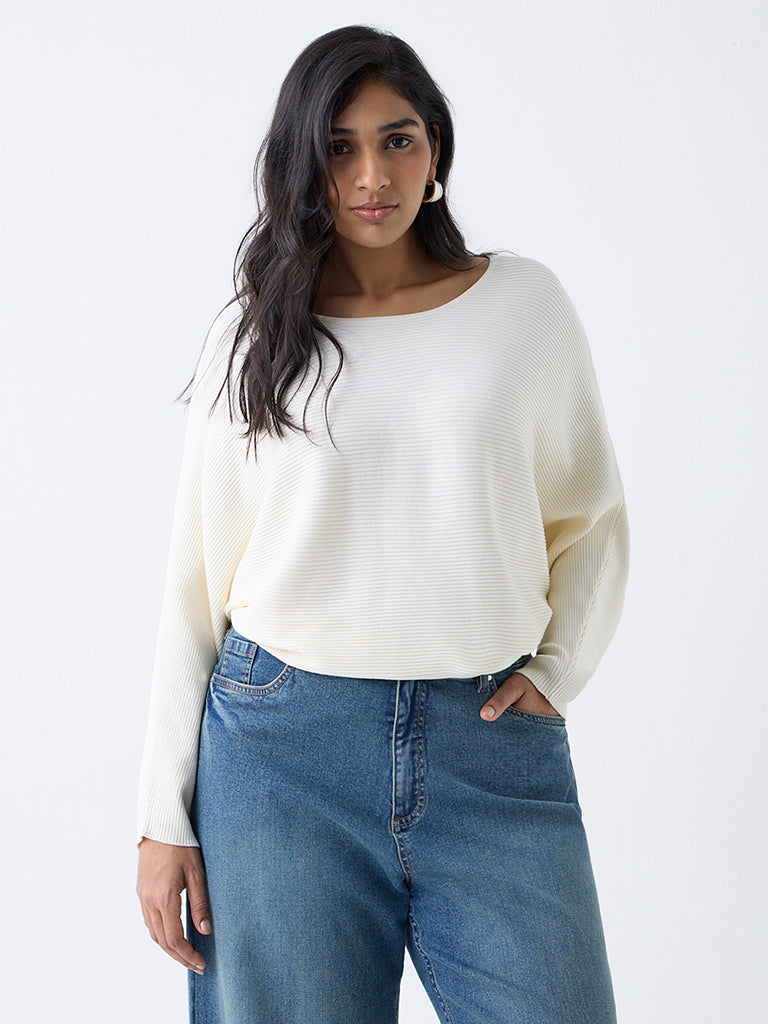 Gia Off-White Ribbed Sweater
