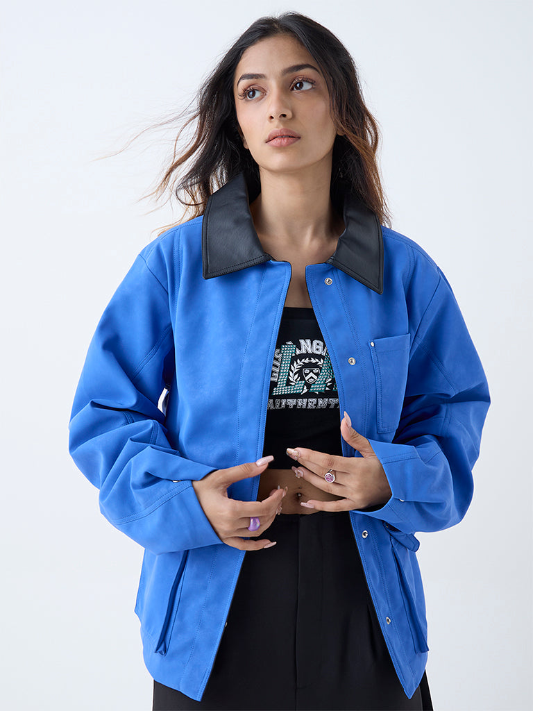 Nuon Blue Solid Jacket