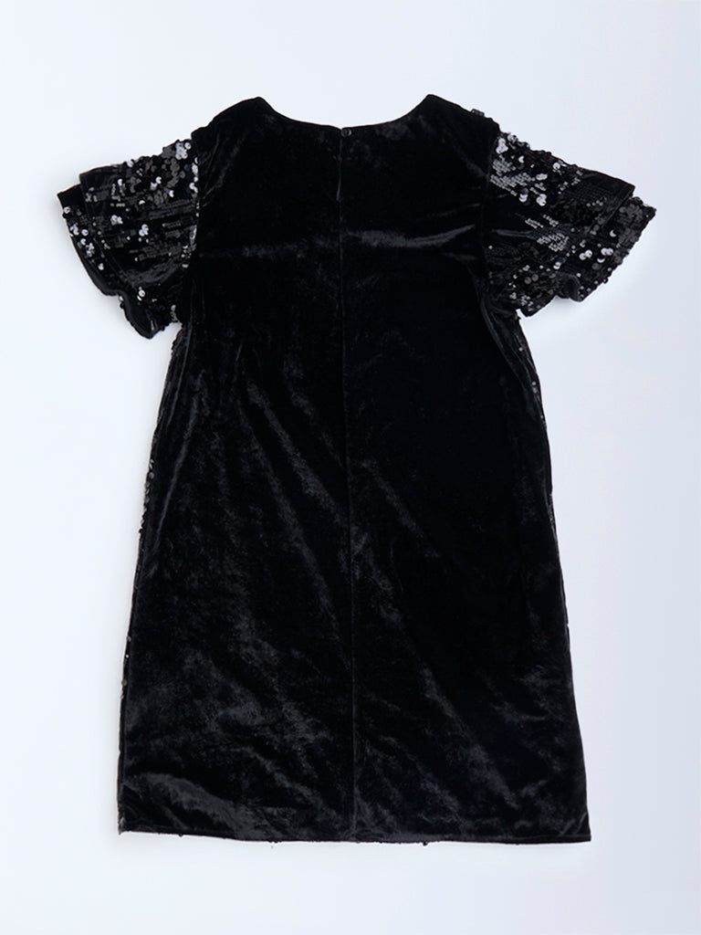 Y&F Kids Black Sequin Embellished Party Dress