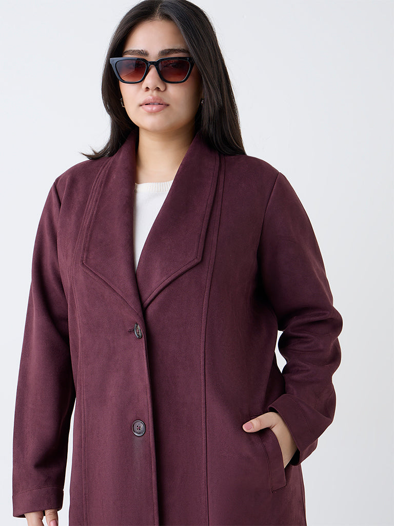 Gia Wine Suede Trench Coat