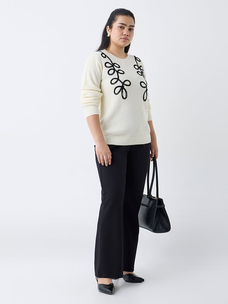 Gia Cream Embroidered Knitted Sweater