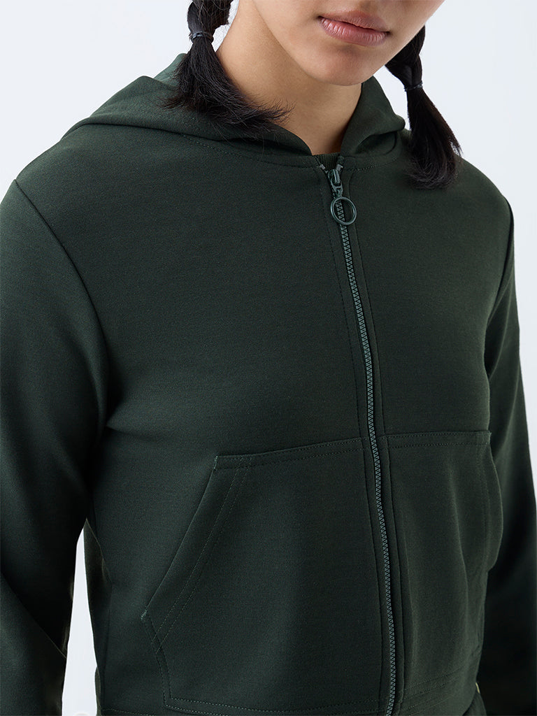 Studiofit Olive Stripe Hooded Jacket