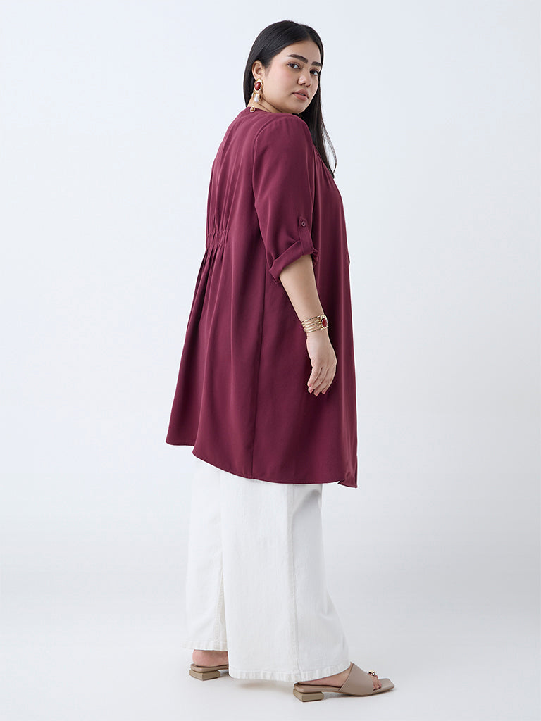 Gia Maroon Solid Cotton Shrug