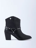 LUNA BLU Black Stud Detailed Leather Boots