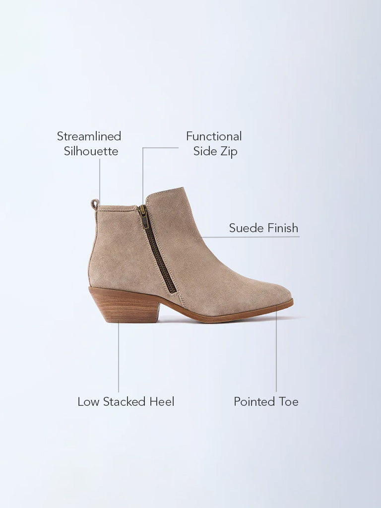LUNA BLU Beige Suede Ankle Boots