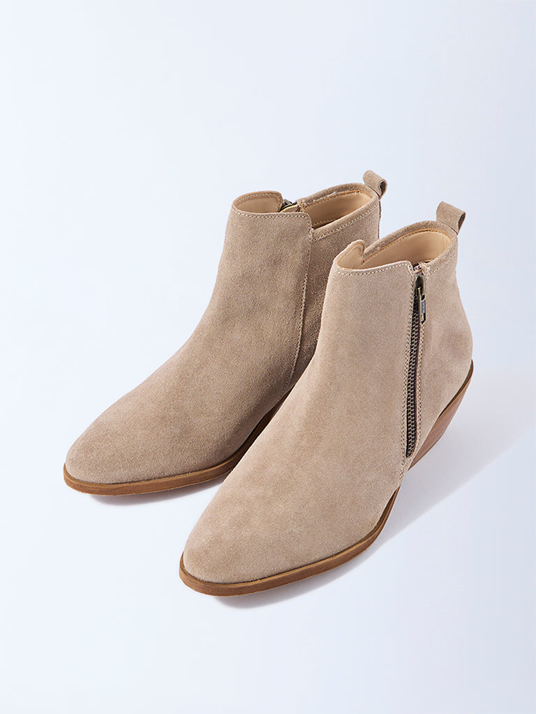 LUNA BLU Beige Suede Ankle Boots