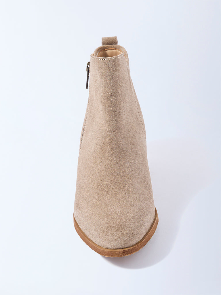 LUNA BLU Beige Suede Ankle Boots