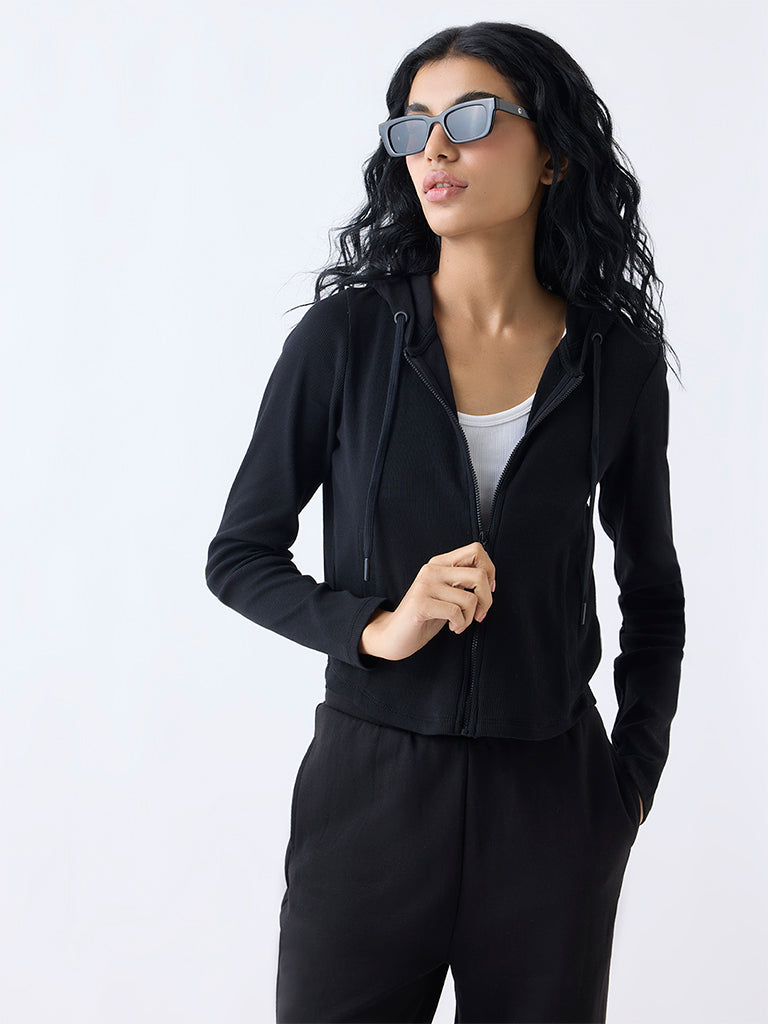 Studiofit Black Ribbed-Textured Jacket