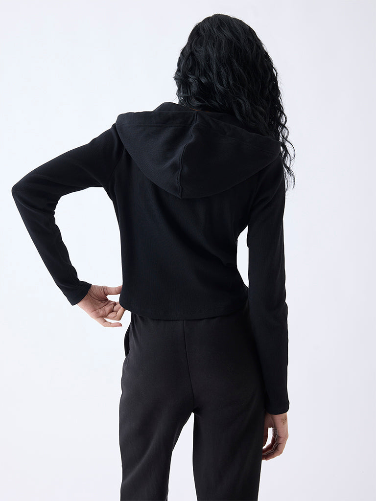 Studiofit Black Ribbed-Textured Jacket