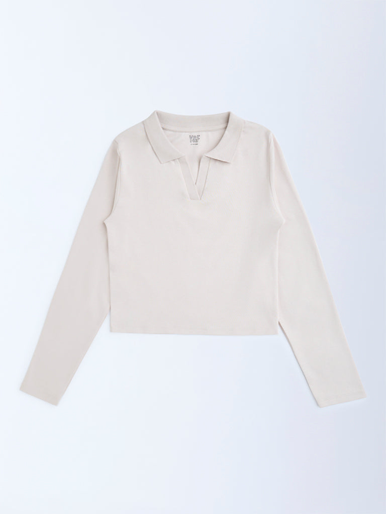 Y&F Kids Beige Cotton-Blend Top