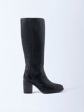LUNA BLU Black Tall Leather Boots