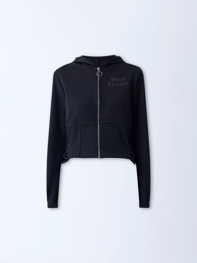 Studiofit Black Embellished Cotton-Blend Jacket