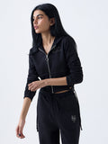 Studiofit Black Embellished Cotton-Blend Jacket