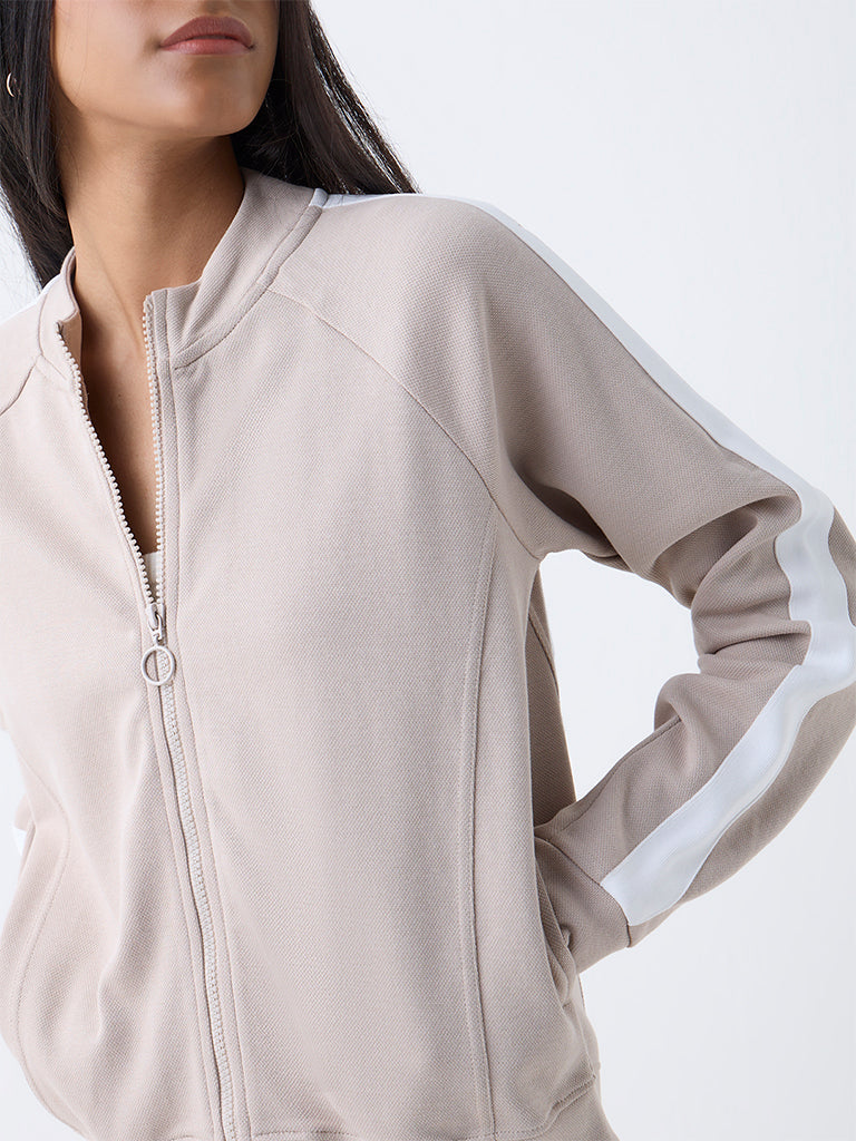 Studiofit Taupe Solid Jacket