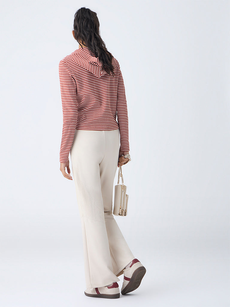 Studiofit Rust Striped Cotton-Blend Hooded Jacket