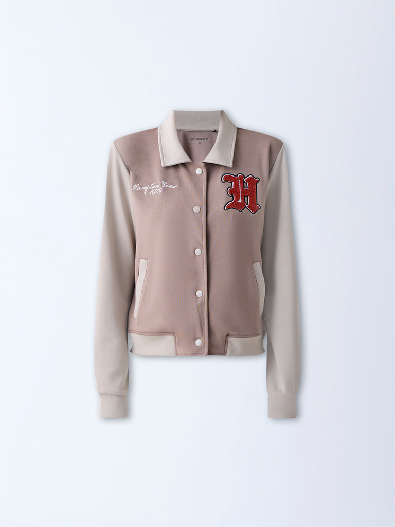 Studiofit Taupe Text Design Jacket