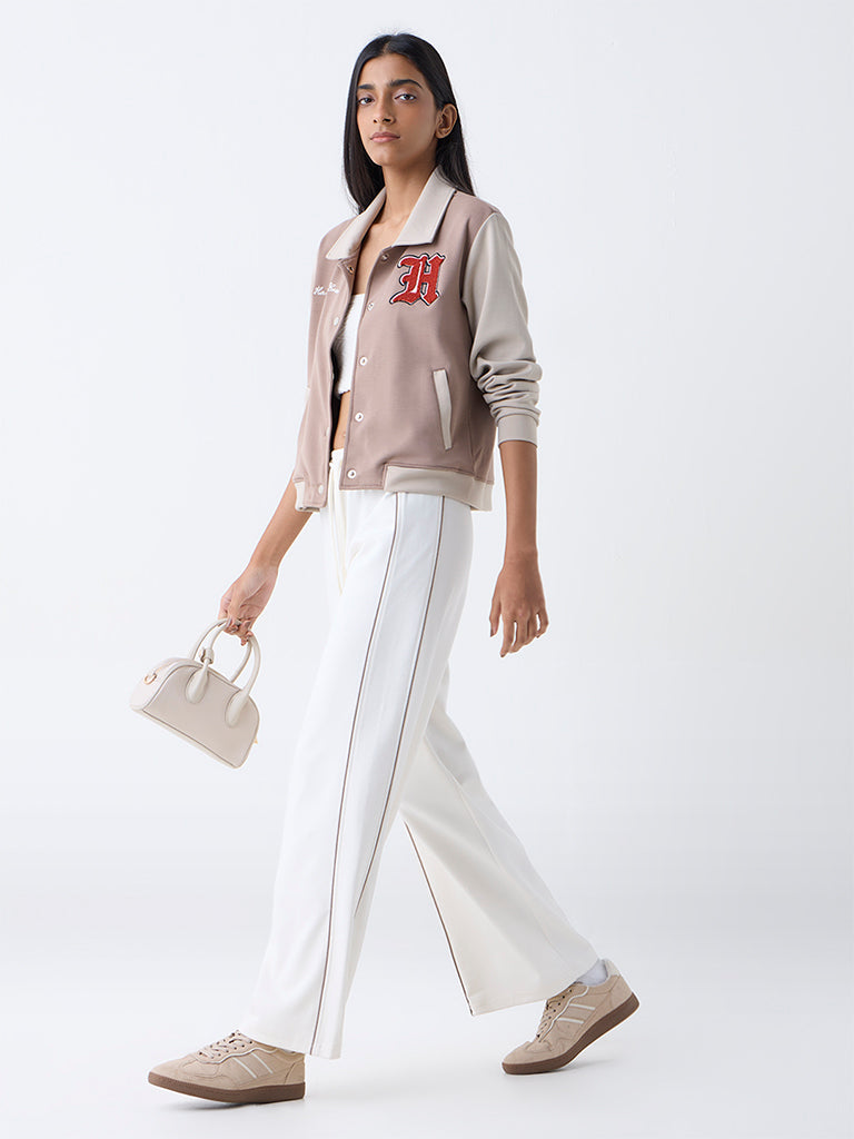 Studiofit Taupe Text Design Jacket