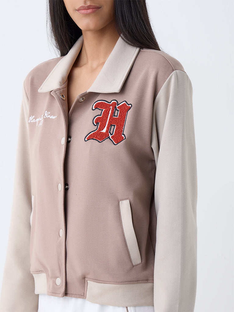 Studiofit Taupe Text Design Jacket