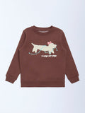 HOP Kids Brown Animal-Detail Cotton-Blend Sweatshirt