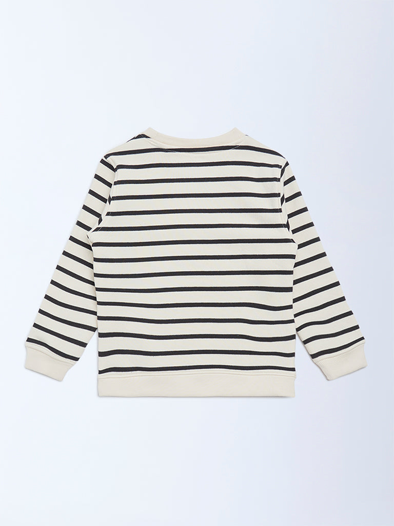 HOP Kids Off-White Striped Cotton-Blend Sweatshirt