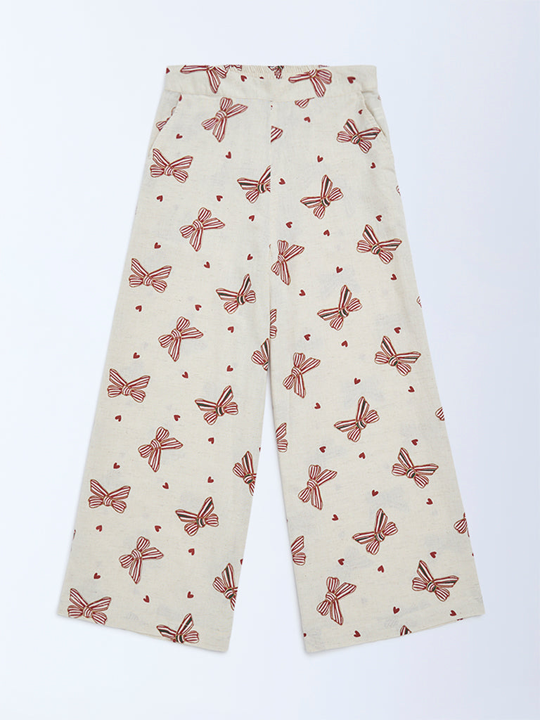 Utsa Kids Off-White Cotton-Blend Pants - (8-14 years)