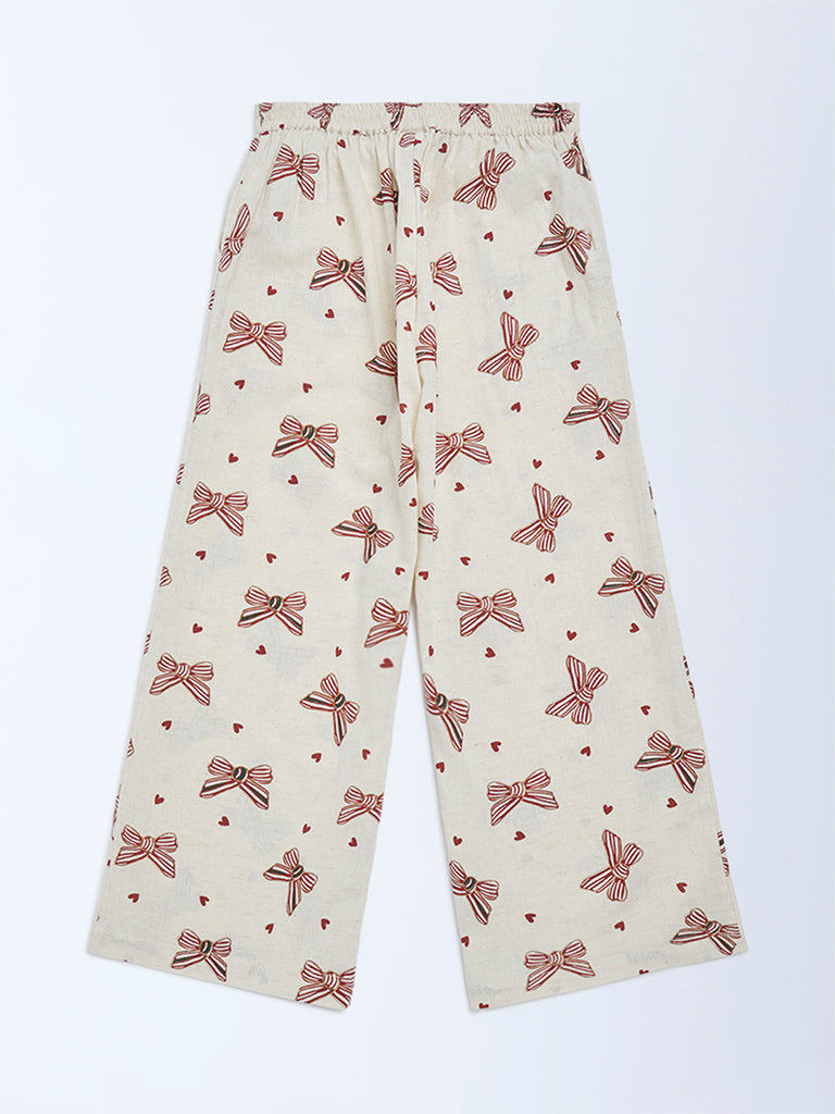 Utsa Kids Off-White Cotton-Blend Pants - (8-14 years)