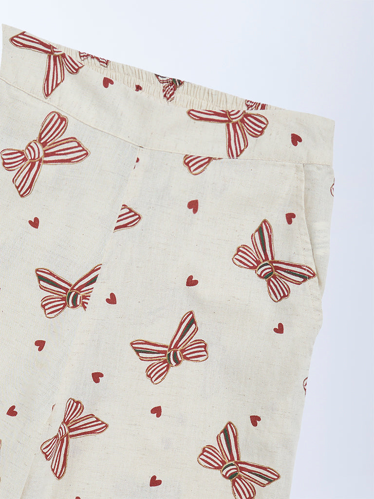 Utsa Kids Off-White Cotton-Blend Pants - (8-14 years)