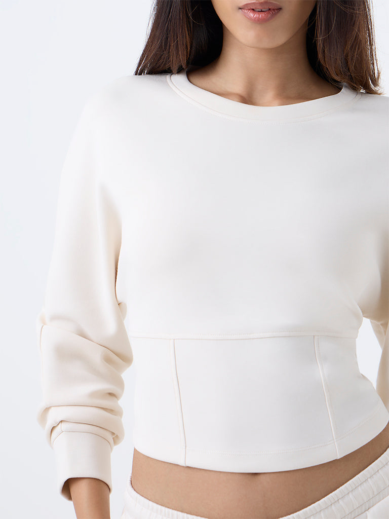 LOV Cream Solid Sweatshirt