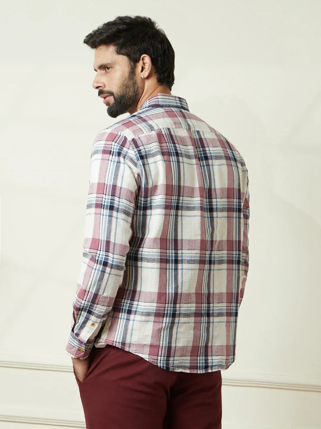 Striped Short Sleeve Textured Shirt | Pink