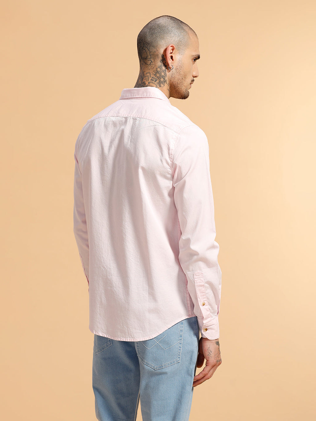 Solid Full Sleeve Cotton Shirt | Pink