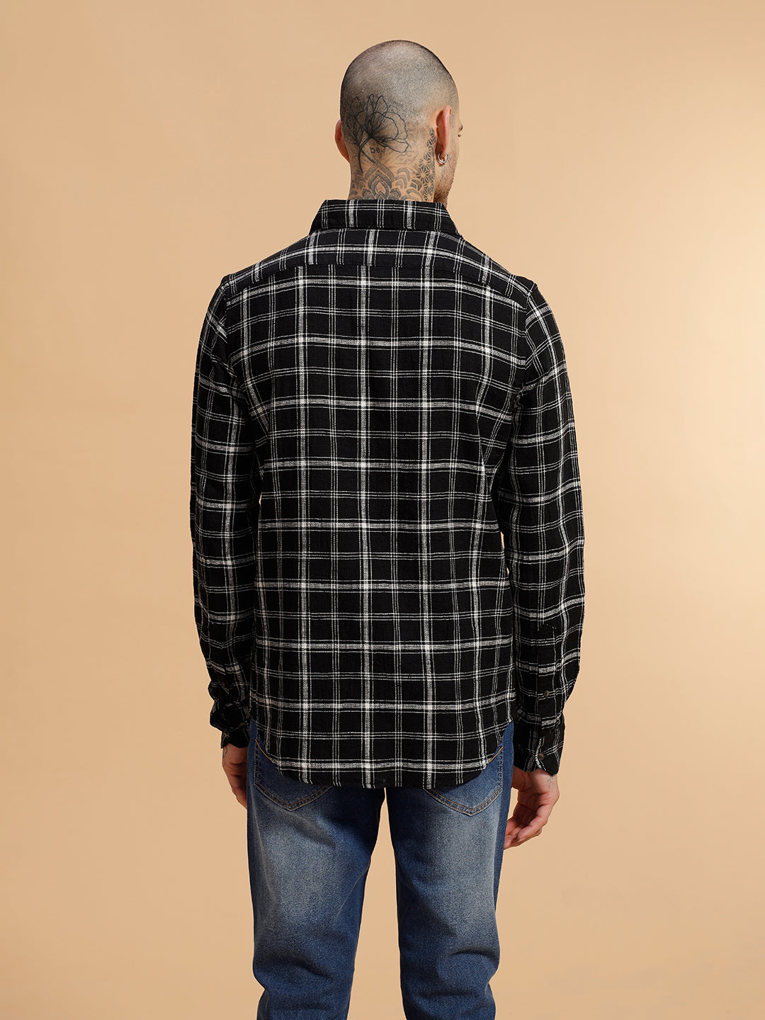 Checked Slub Texture Shirt | Black