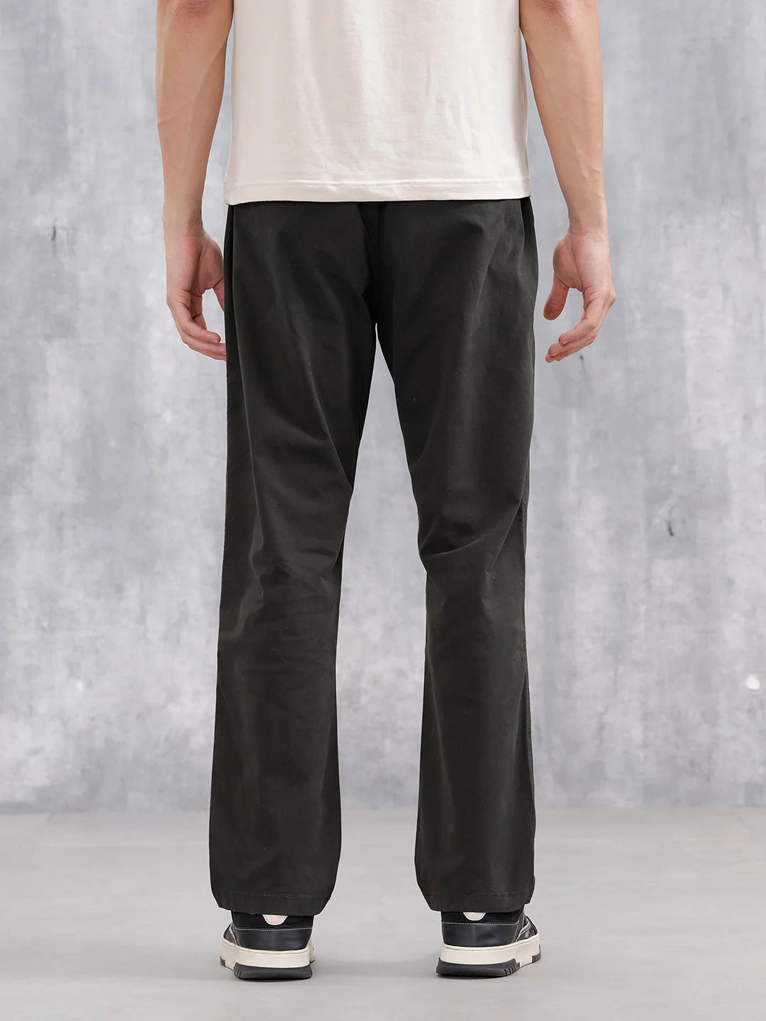 Men's Casual Straight Fit Trousers | Olive