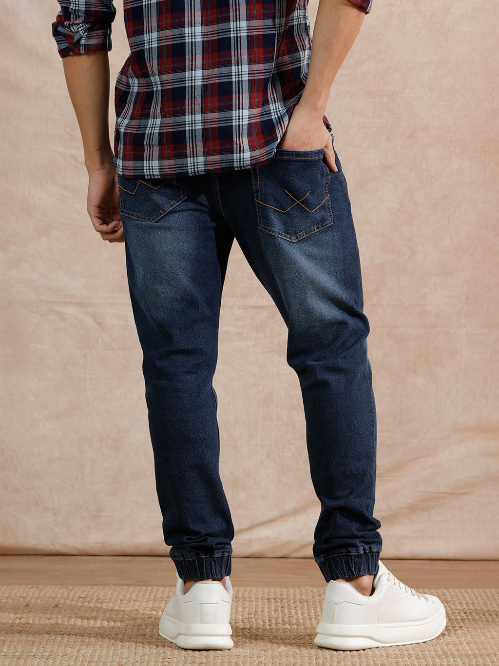 Casual Heavy Fade Jogger Fit Jeans | Dark Blue