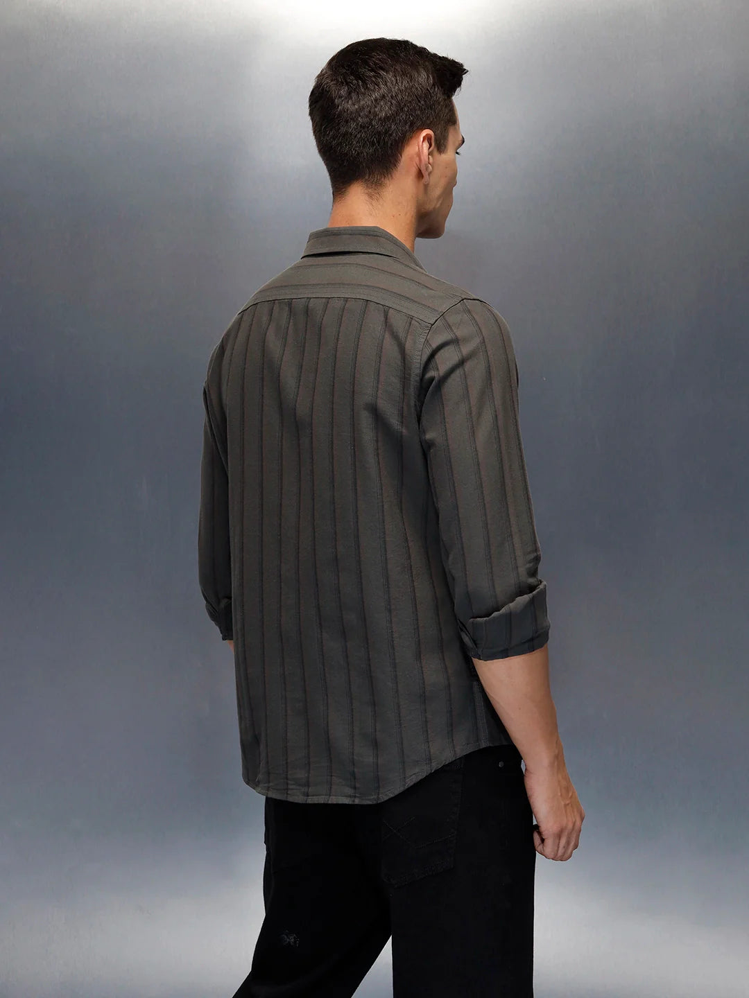 Men's casual striped pattern shirt | Green
