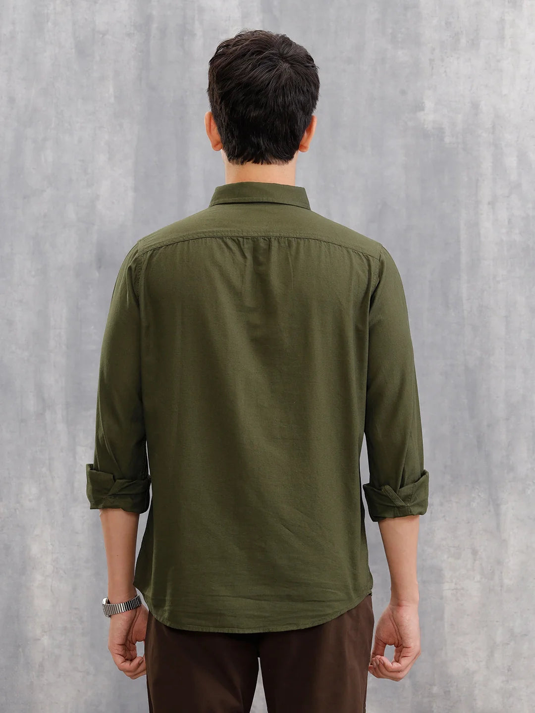 100% Cotton Enzyme Washed Regular Fit Shirt I Olive