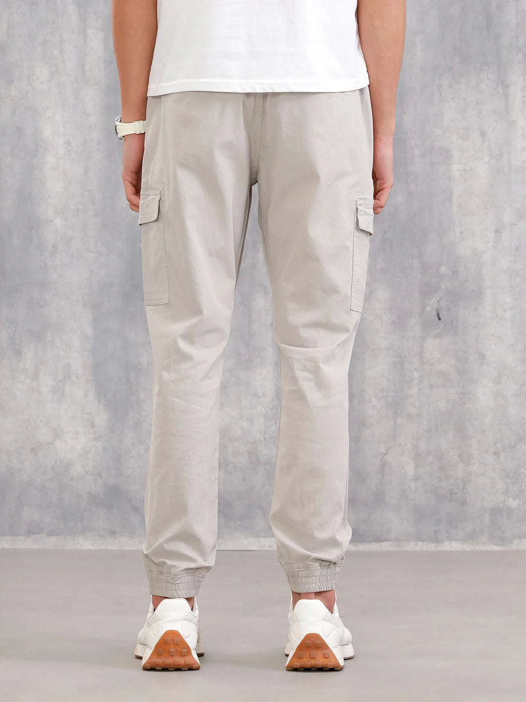 Cotton Stretch Twill Cargo Jogger I Light Grey