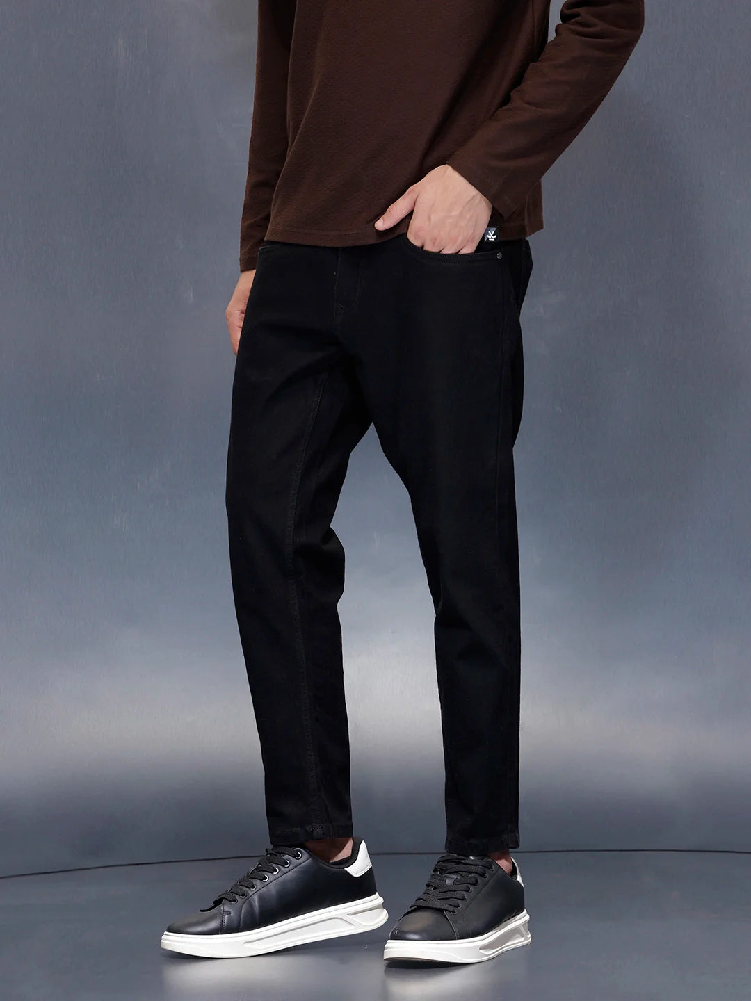 Men’s solid skinny-fit black jeans | Black