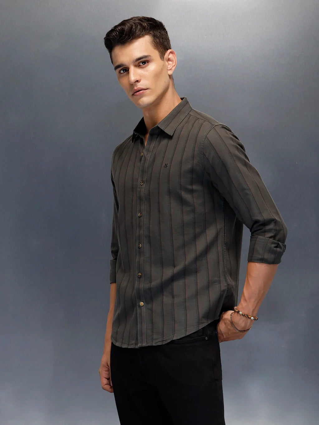 Men's casual striped pattern shirt | Green