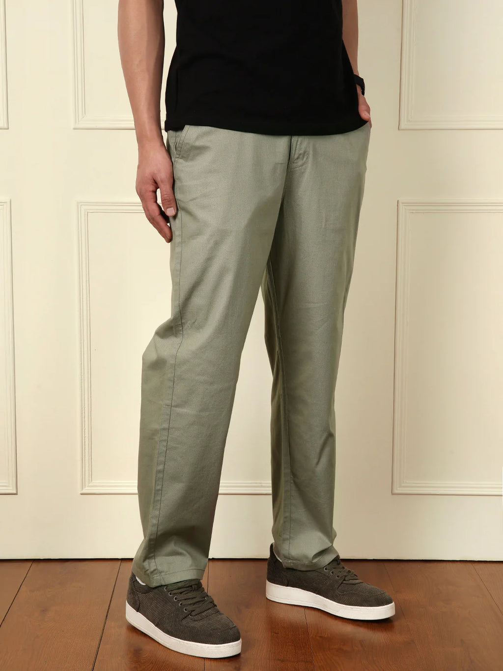 Loose Fit Linen Blend Trouser | Green