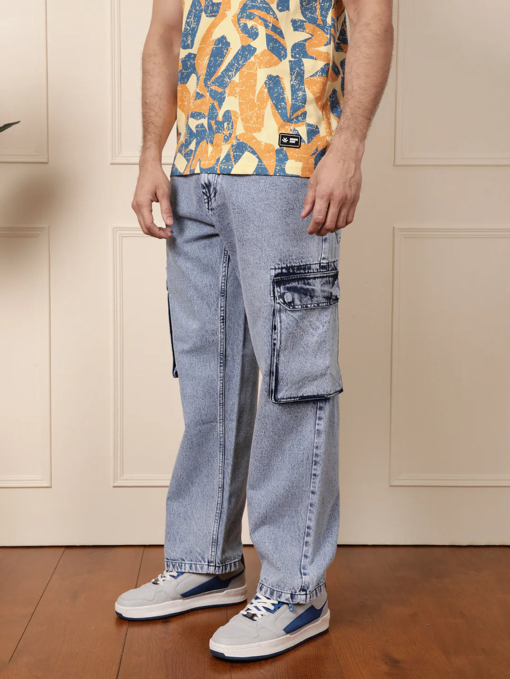 Loose Fit Superstone Denim Cargo | Light Blue