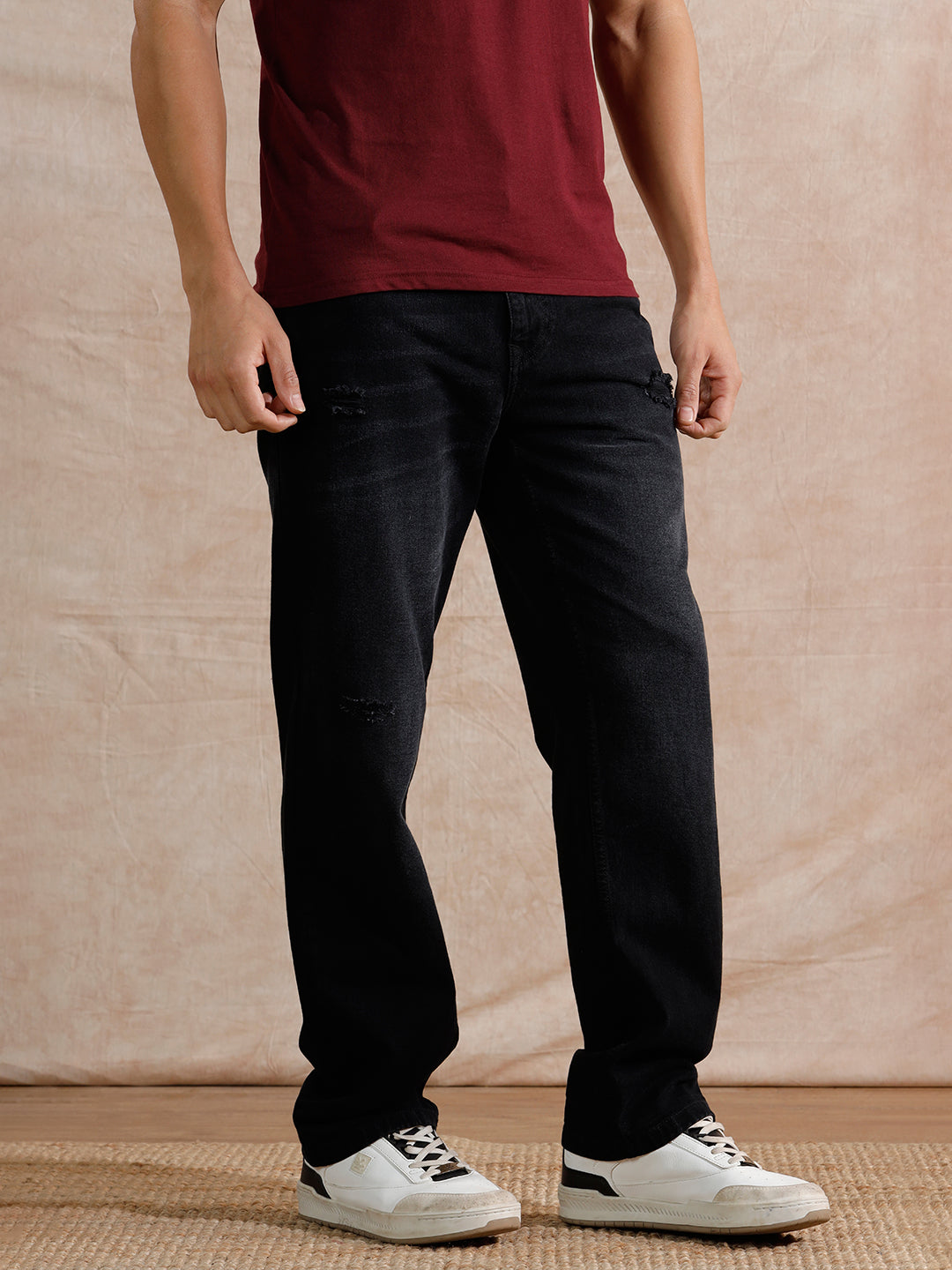 Distressed Heavy Fade Anti Fit Jeans | Dark Grey