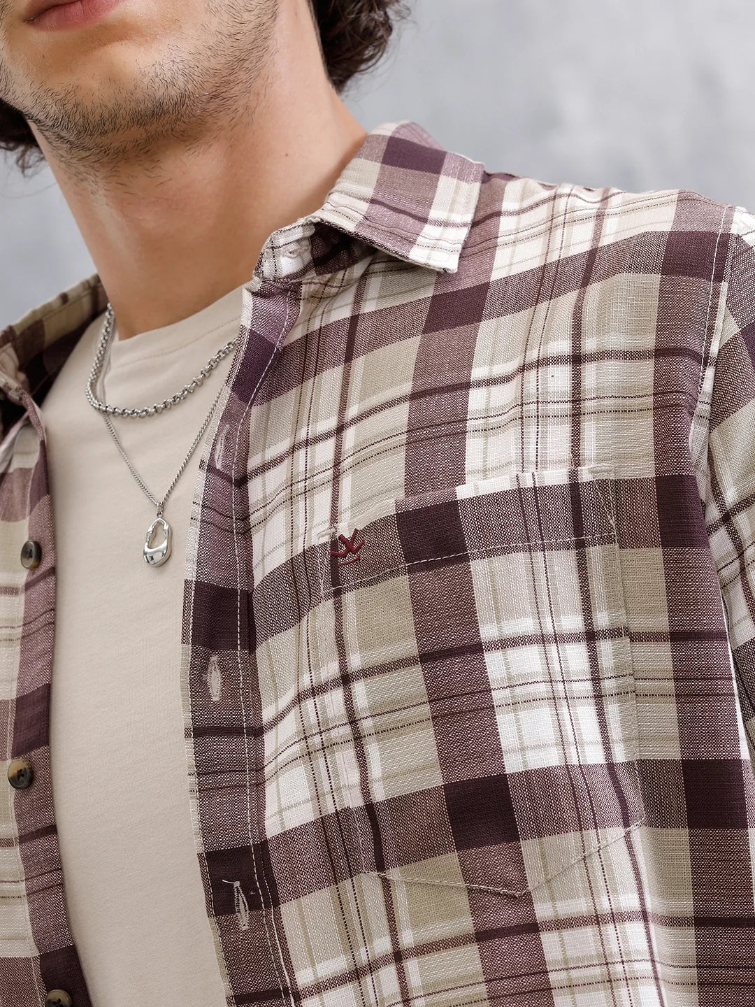 Checkered Full Sleeve Shirt | Brown