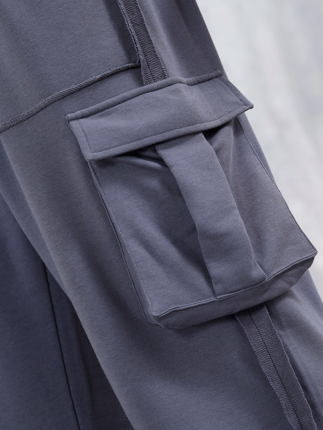 Casual Raw Edged Cargo Pants For Men | Dark Grey