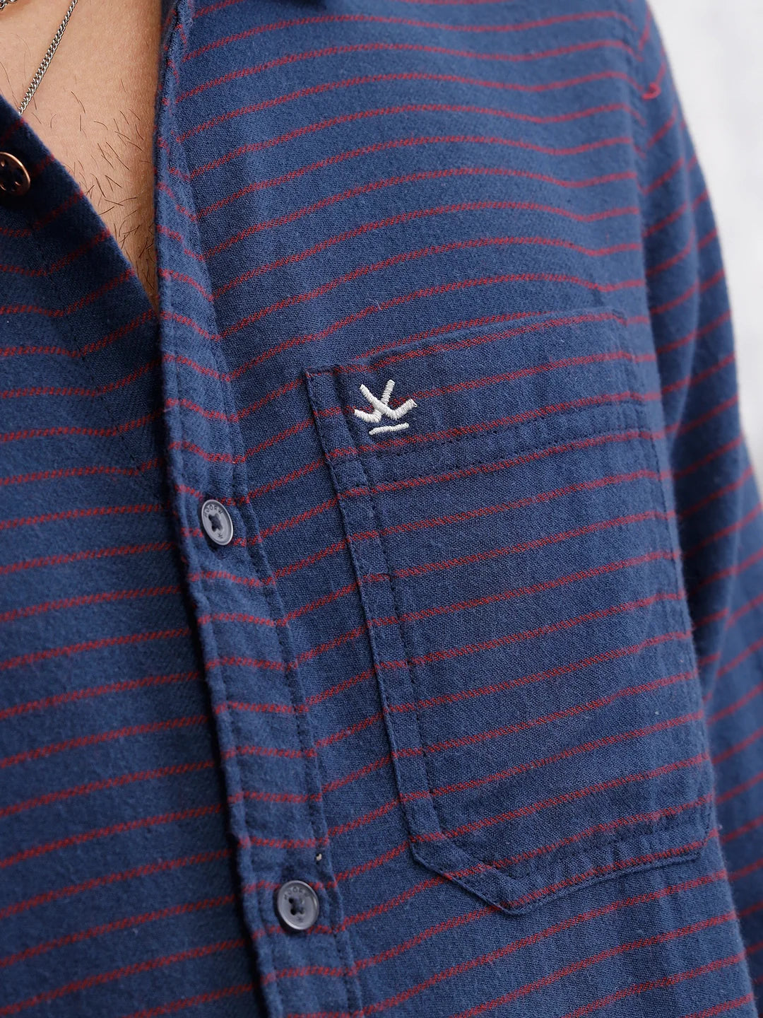 100%Cotton Striped Regualr Fit Shirt | Navy Blue